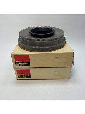 Lot x2 Kodak Carousel 80 Slide Tray w/ Original Box  Slide Projector Vintage
